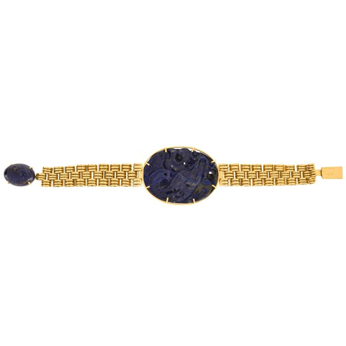Carved Lapis and 18K Bracelet (1 of 5)