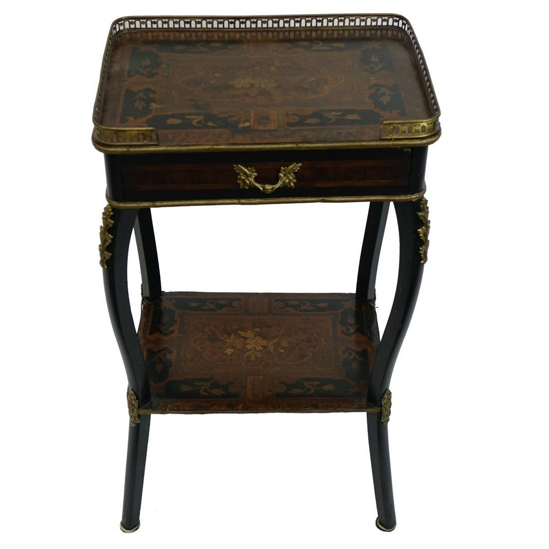 20th C. French Style Marquetry Inlaid Side Cabinet (1 of 3)