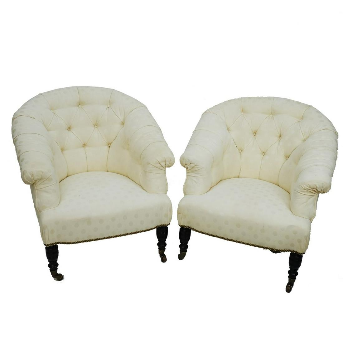 Pair of Upholstered Barrel Chairs (1 of 4)