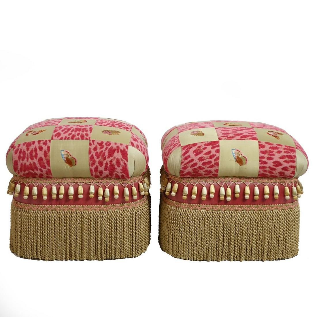 Pair of Modern Upholstered Pouffes (1 of 2)