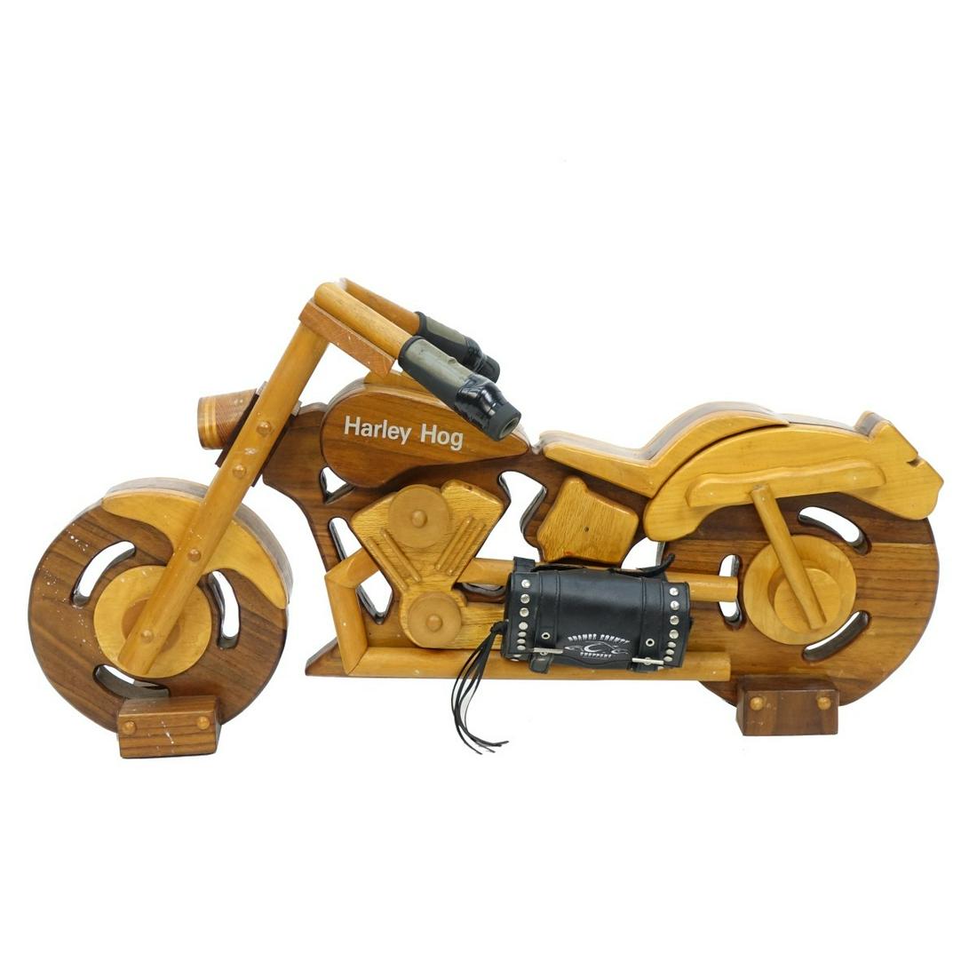 Harley Davidson Wood Carved "Harley Hog" Model (1 of 4)