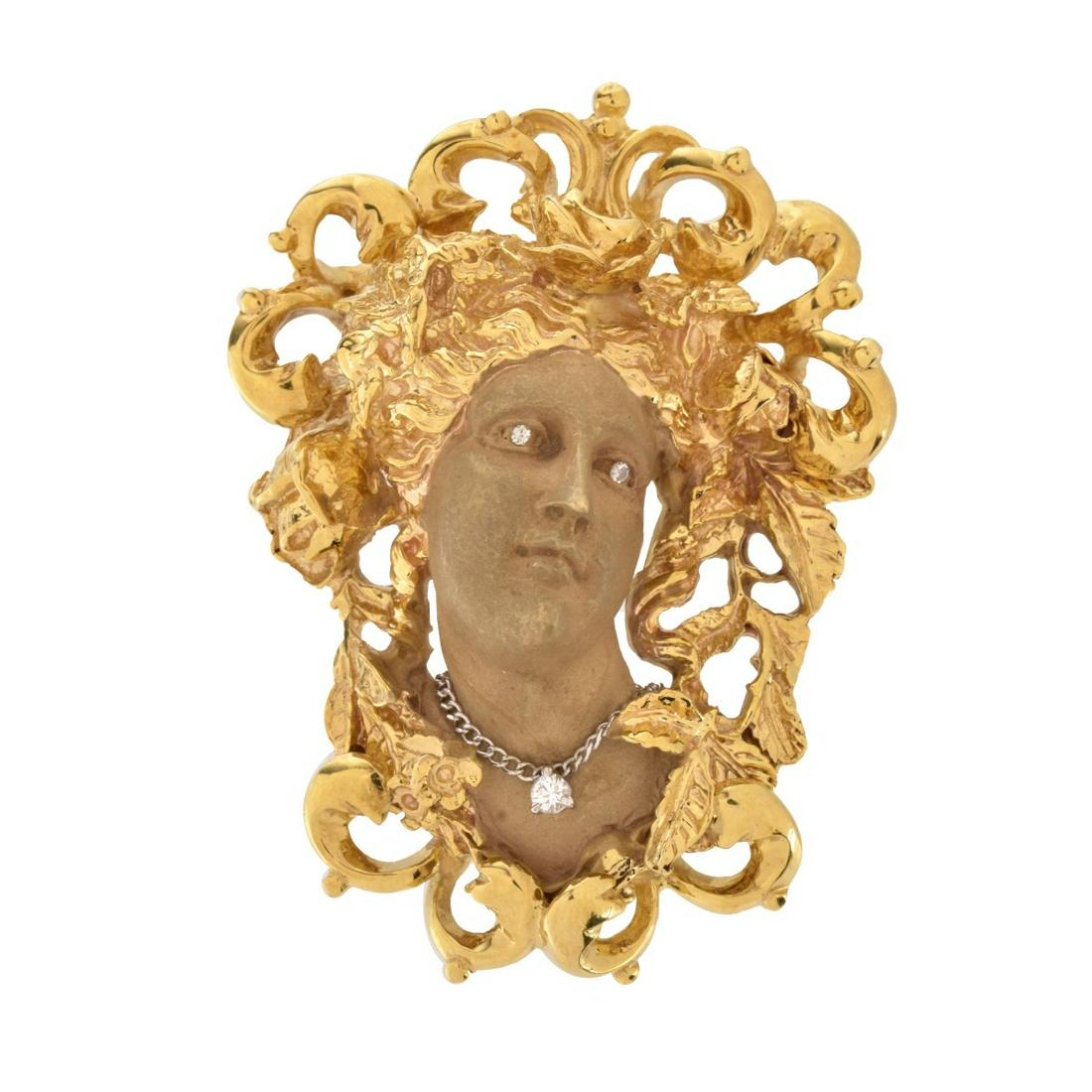 Heavy 14K Cameo Brooch (1 of 5)