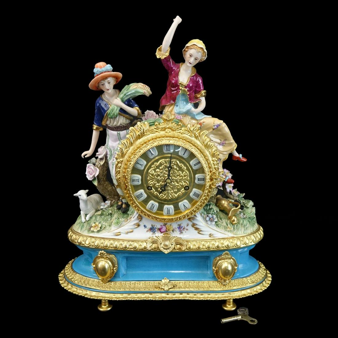 Large RK Dresden Meissen Style Mantle Clock (1 of 5)