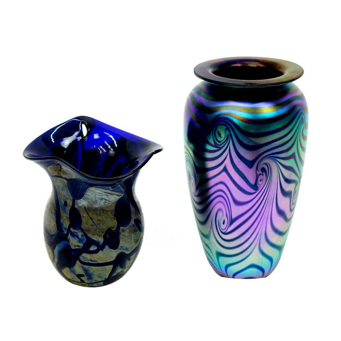 Two (2) Art Glass Vases (1 of 3)