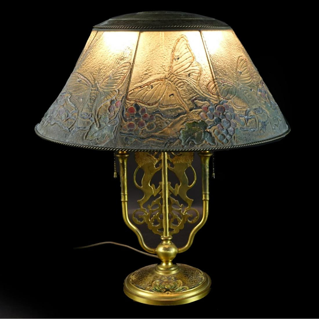 Louis C. Tiffany Lamp w/ Wire Mesh Shade (1 of 7)