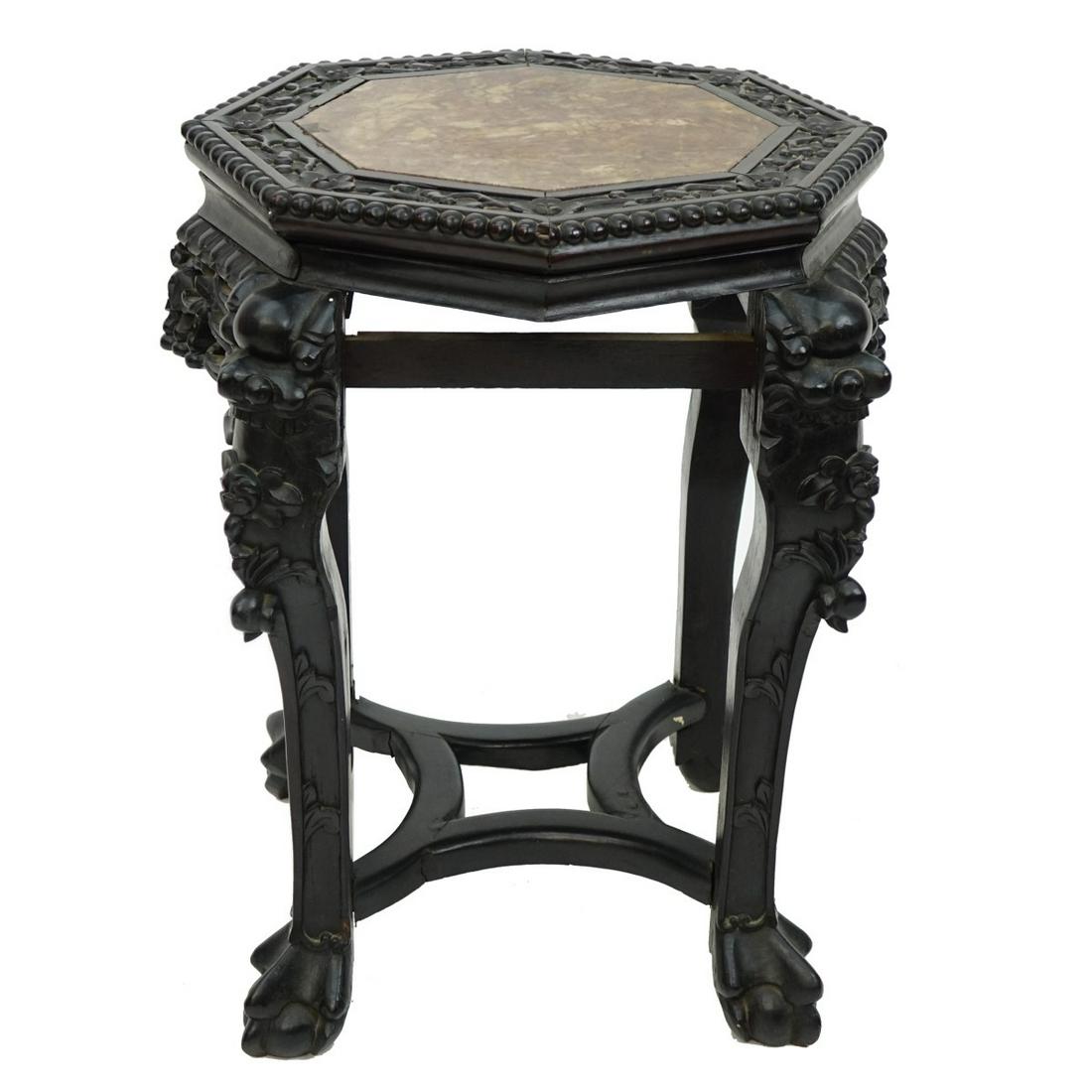 Chinese Marble Top Plant Stand (1 of 2)
