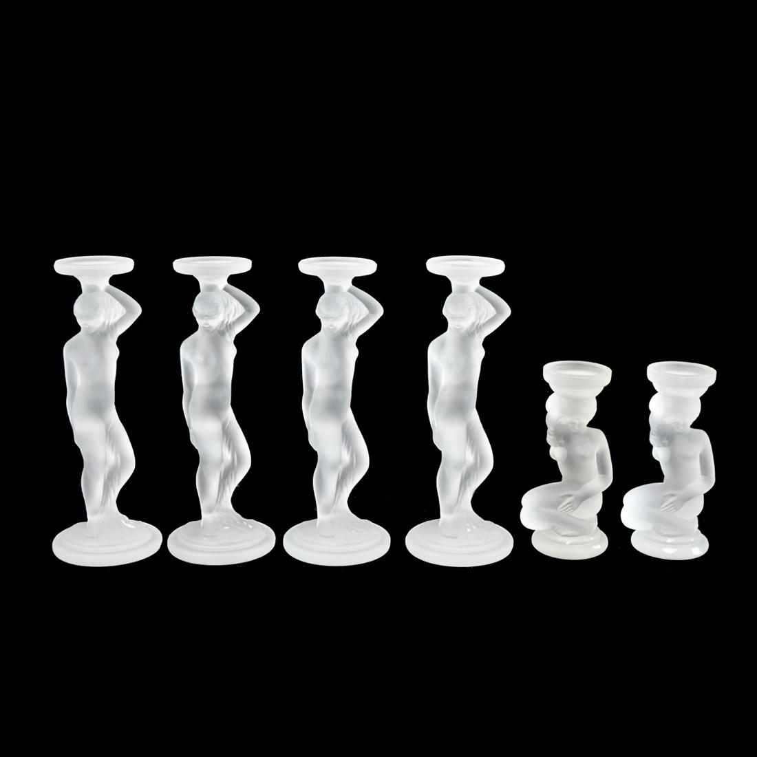 (6) Lalique Style Candlesticks (1 of 2)