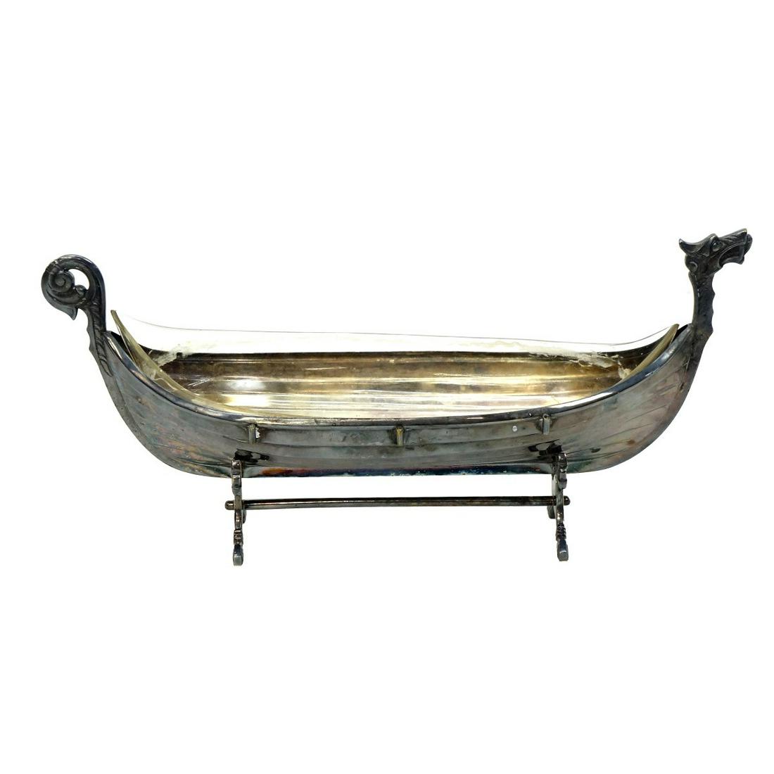Vintage Silver Plate Viking Ship (1 of 2)