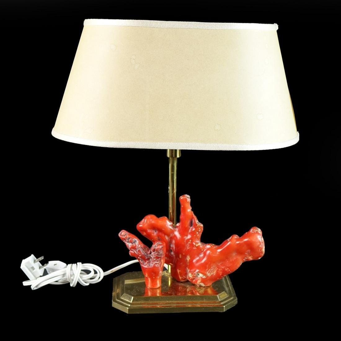 Vintage Brass Lamp with Coral Mount (1 of 3)