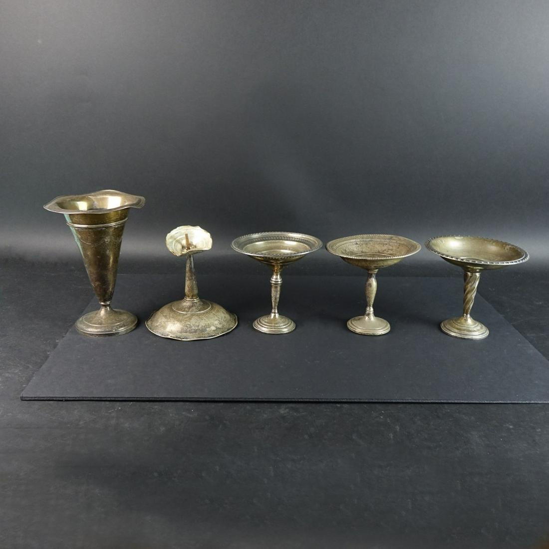 Weighted Sterling Silver Compotes and Vase (1 of 3)