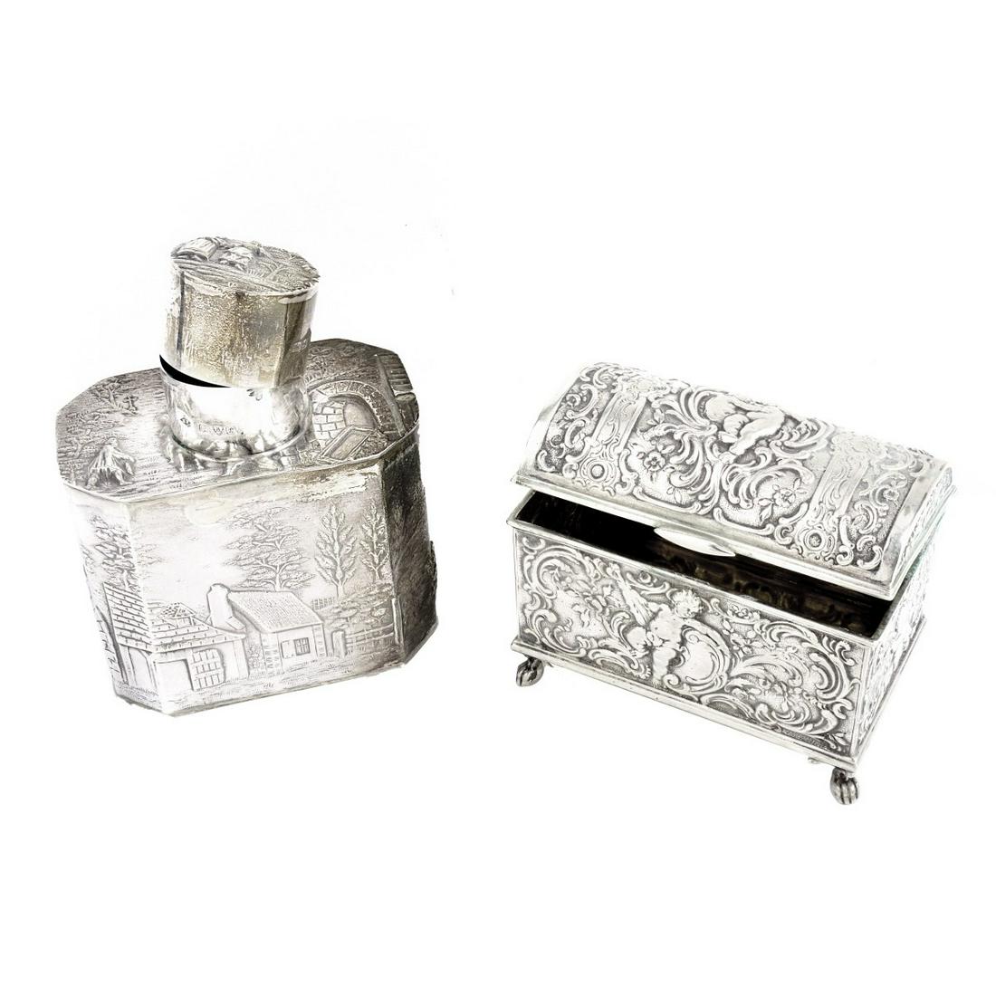 Silver Tea Caddy and Casket Box (1 of 4)
