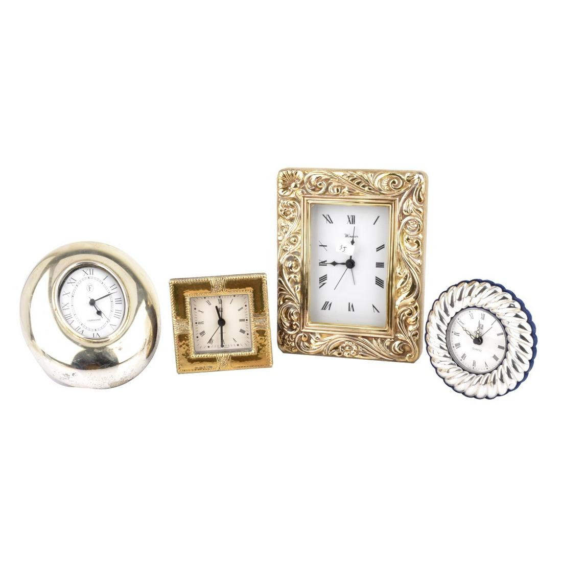 (4) Vintage Table Clocks in Silver Frames (1 of 2)