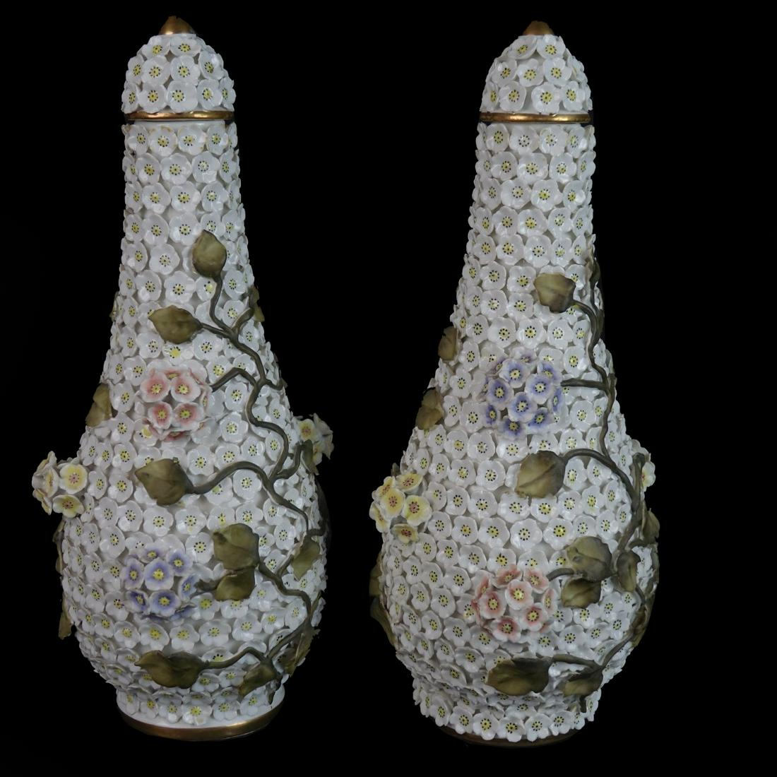 Pair of 20th C. Dresden Style Vases (1 of 3)