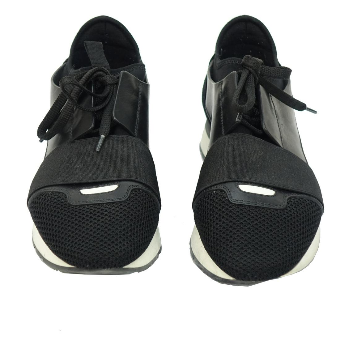 Balenciaga Race Runner Sneakers: Womens Balenciaga Black Race Runner Sneakers. Eur. 38. 10% of the proceeds with be donated to the Never Give Up Foundation. In help for children and adults with spinal cord injuries due to accidents o