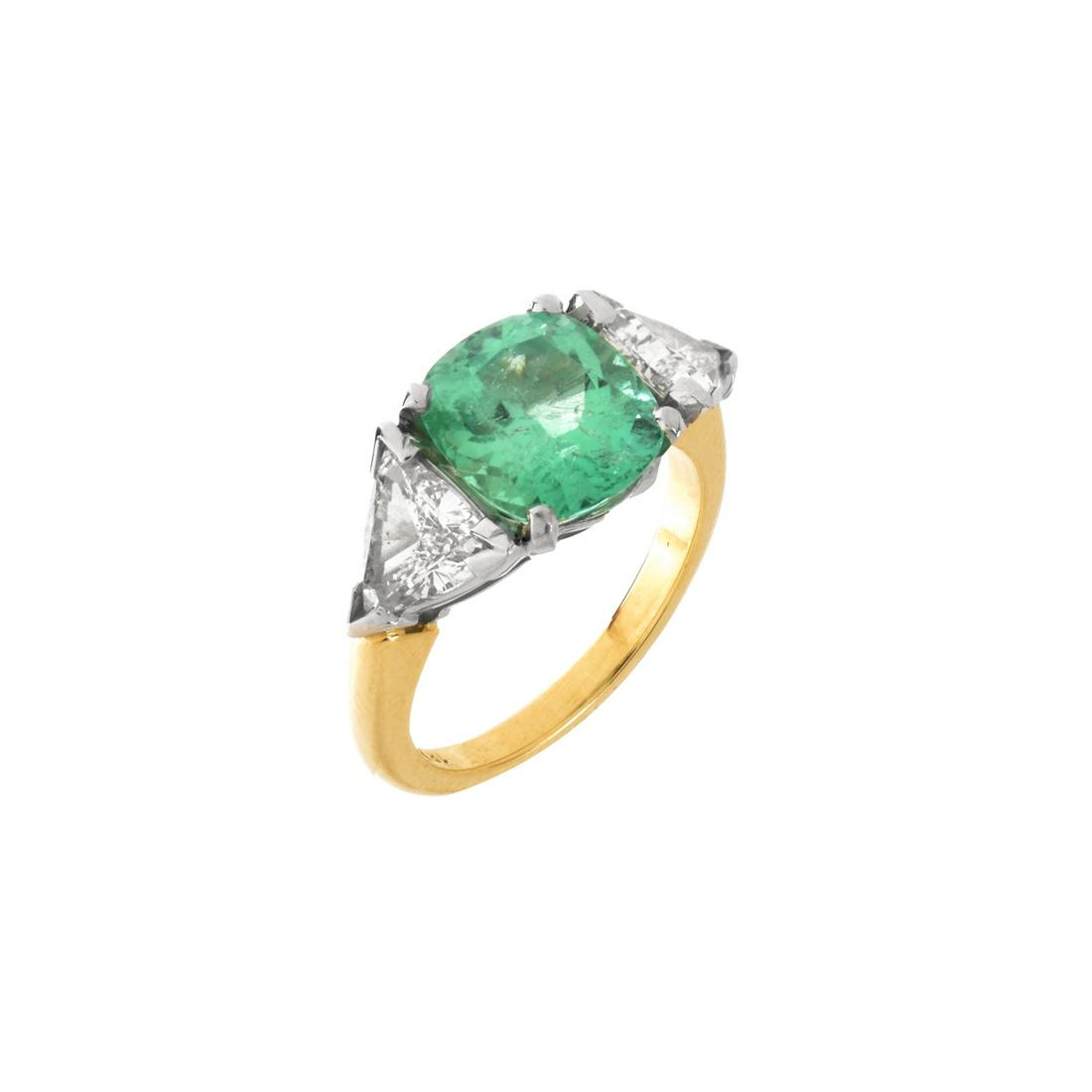 Emerald, Diamond, Platinum and 18K Ring (1 of 6)