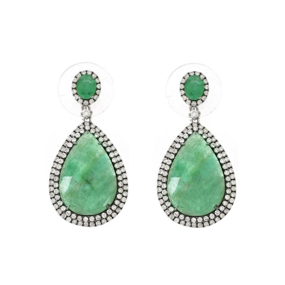 Emerald, Diamond and 18K Earrings (1 of 3)