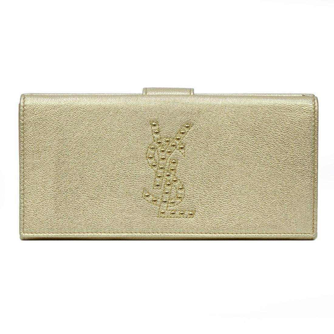 Yves St-Laurent Studded Logo Wallet w/ Box (1 of 4)