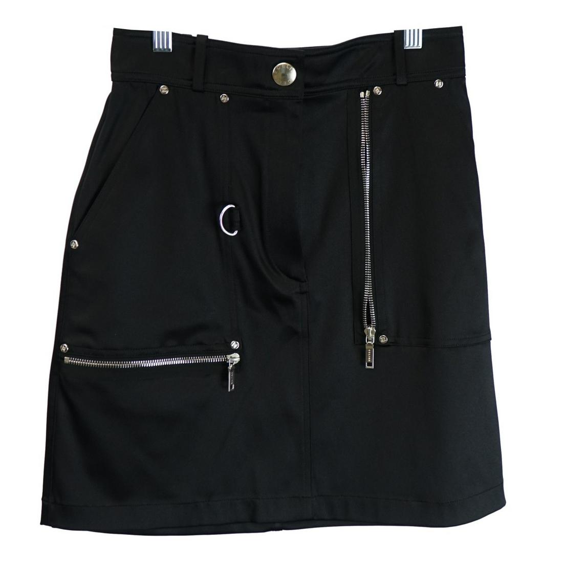 Celine Black Short Skirt: Celine Black Short Skirt with Zipper Embellishments. Serial number2 2167/6607. Eur. size: 38. Composition: 68% silk, 21% polyamide, and 11% elastane. 10% of the proceeds with be donated to the Never G