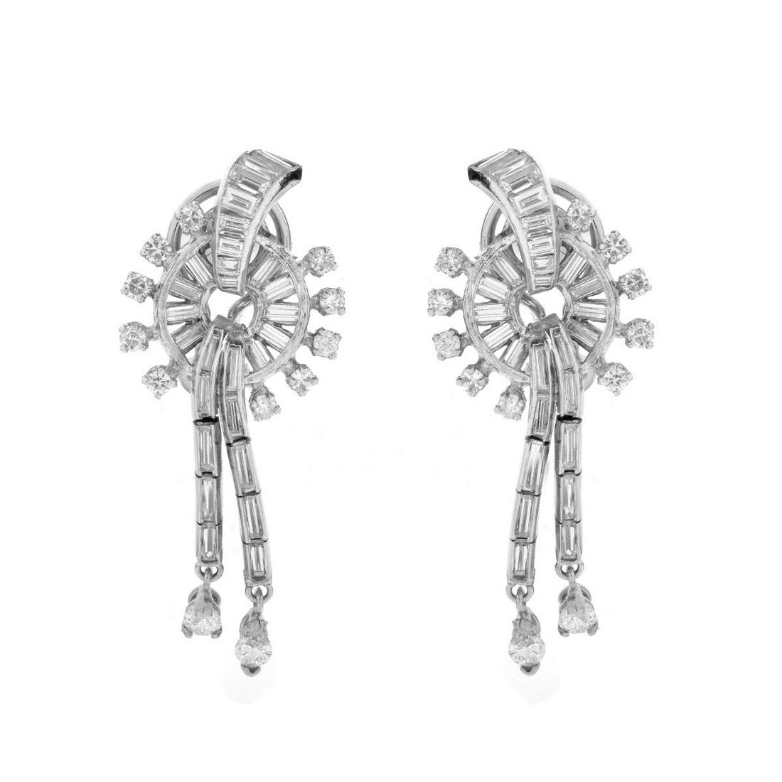 Art Deco Diamond and Platinum Earrings (1 of 4)