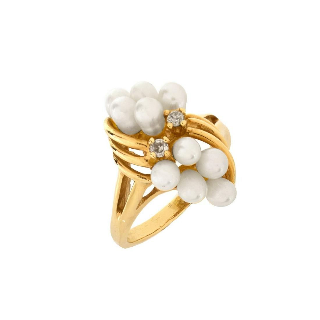 Pearl, Diamond and 14K Ring (1 of 7)