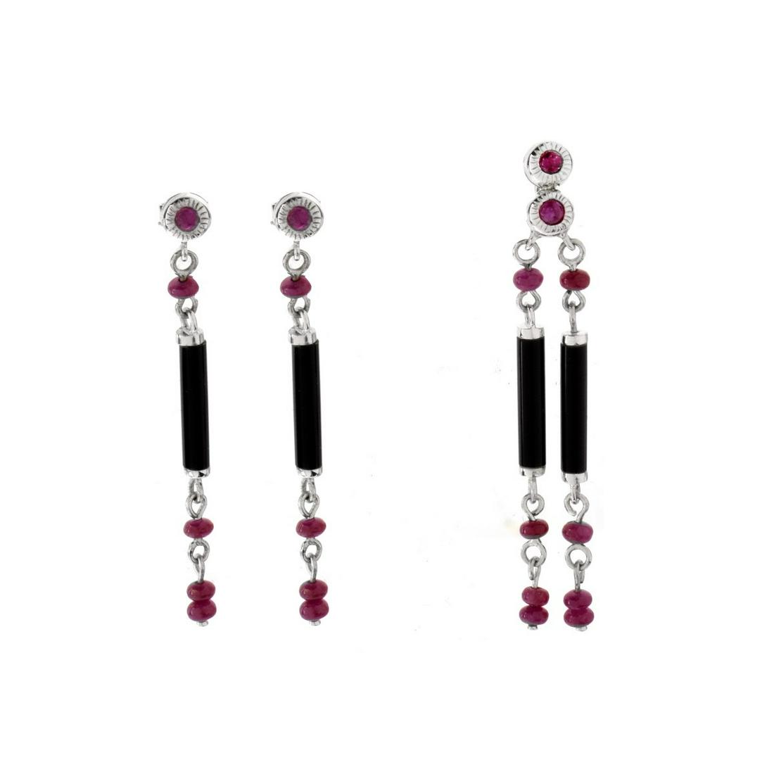 Ruby, Onyx and 18K Earrings and Pendant (1 of 3)