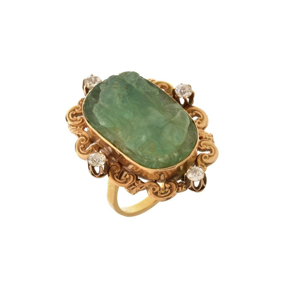 Emerald, Diamond and 14K Ring (1 of 5)