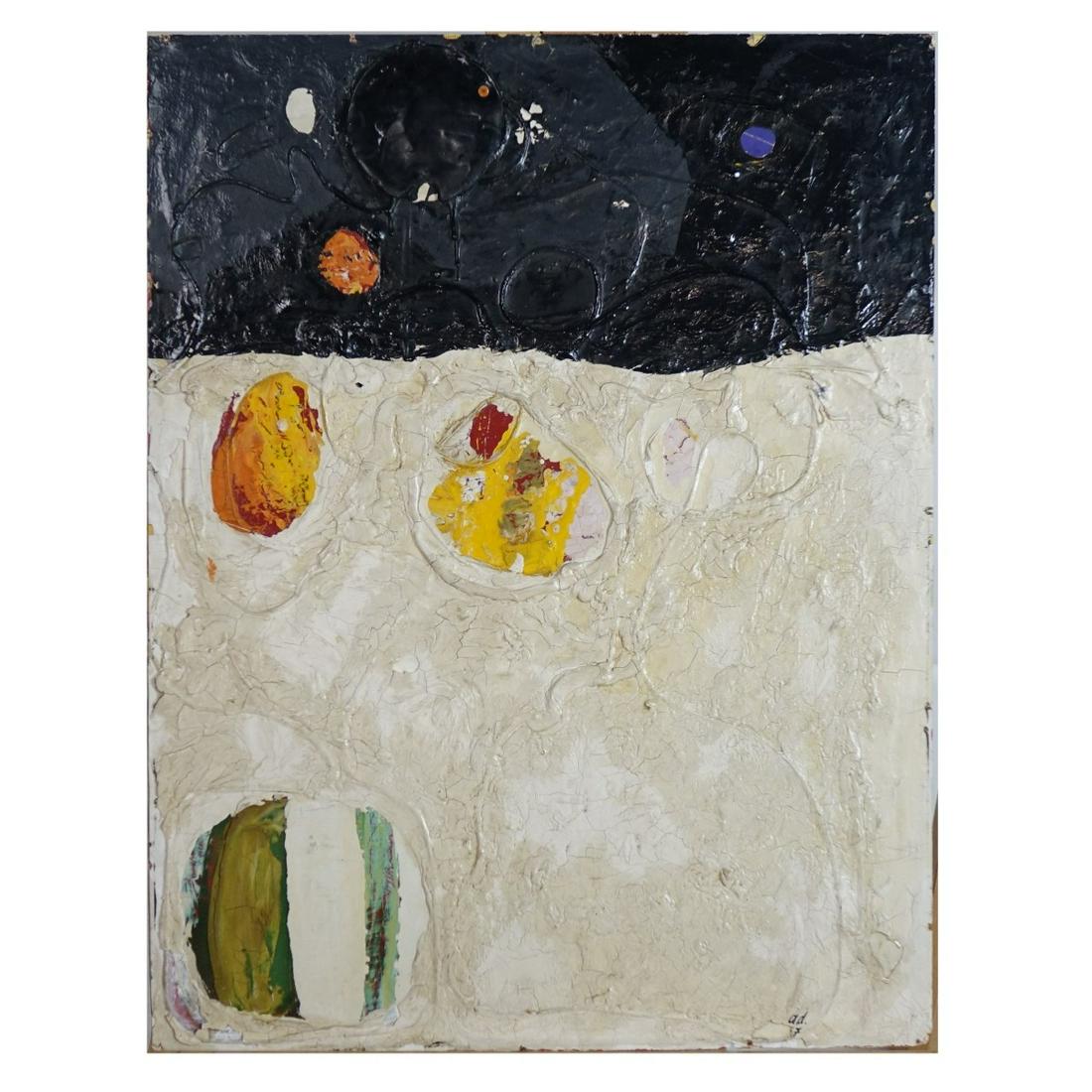 Attrib: Alberto Burri (1915 - 1995): Attributed To: Alberto Burri, Italian (1915 - 1995) Mixed Media, Acrylic and Oil on Wood Panel "Abstract Composition" Signed and Dated Lower Right. Measures 26" x 20". A work listed as "attributed to: