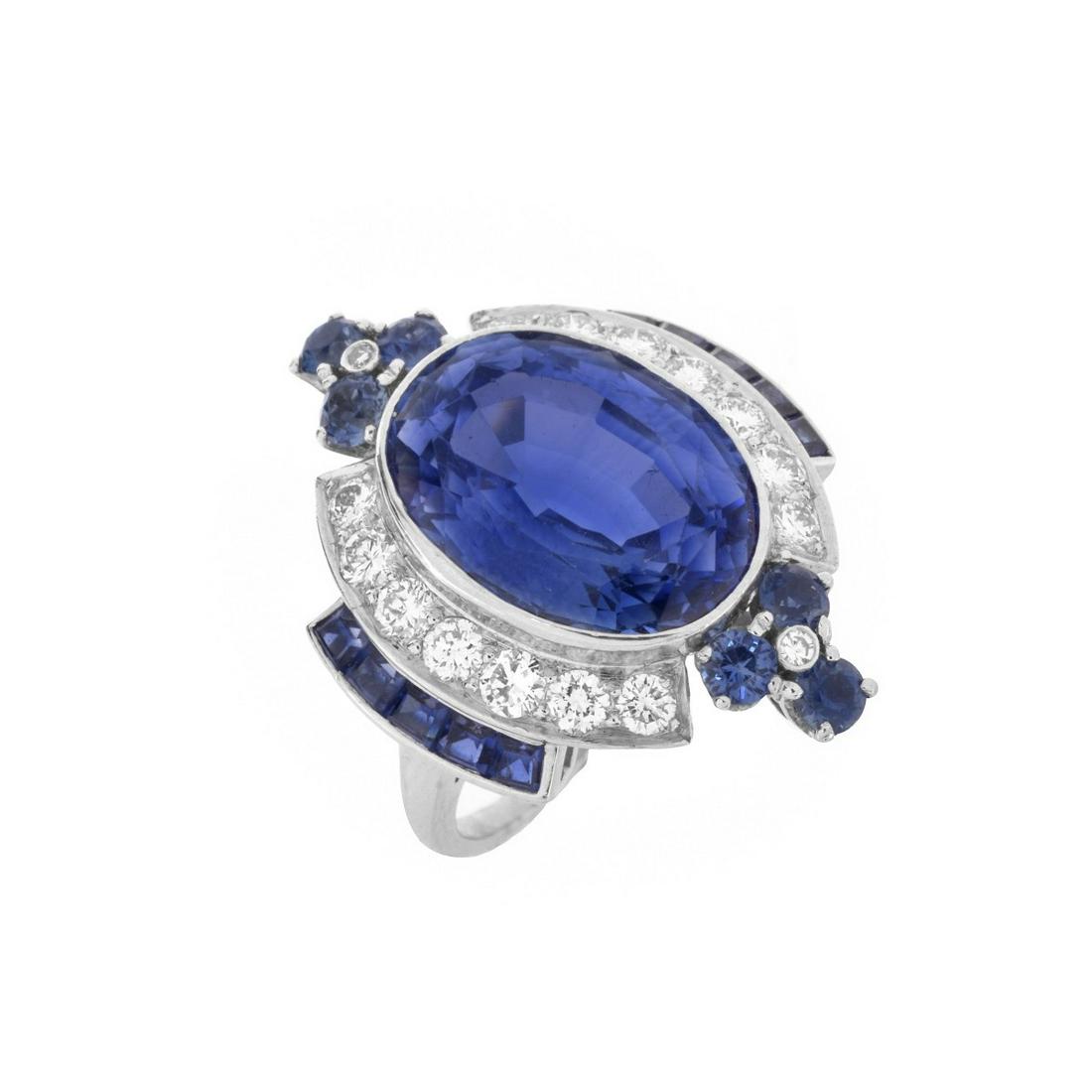 Sapphire, Diamond and Platinum Ring (1 of 6)