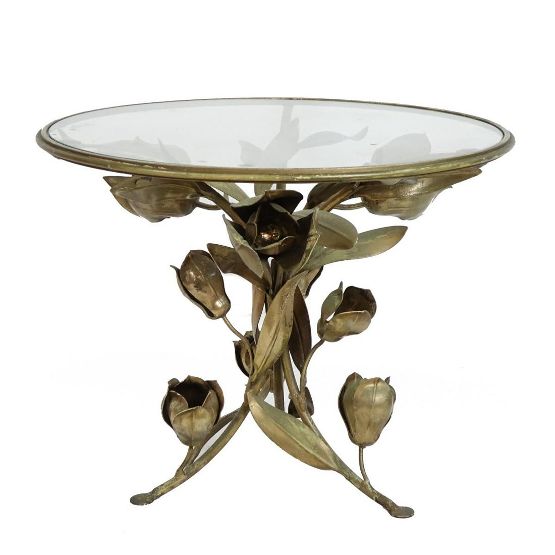 Vintage Gilt Metal Glass Top Table (1 of 2)