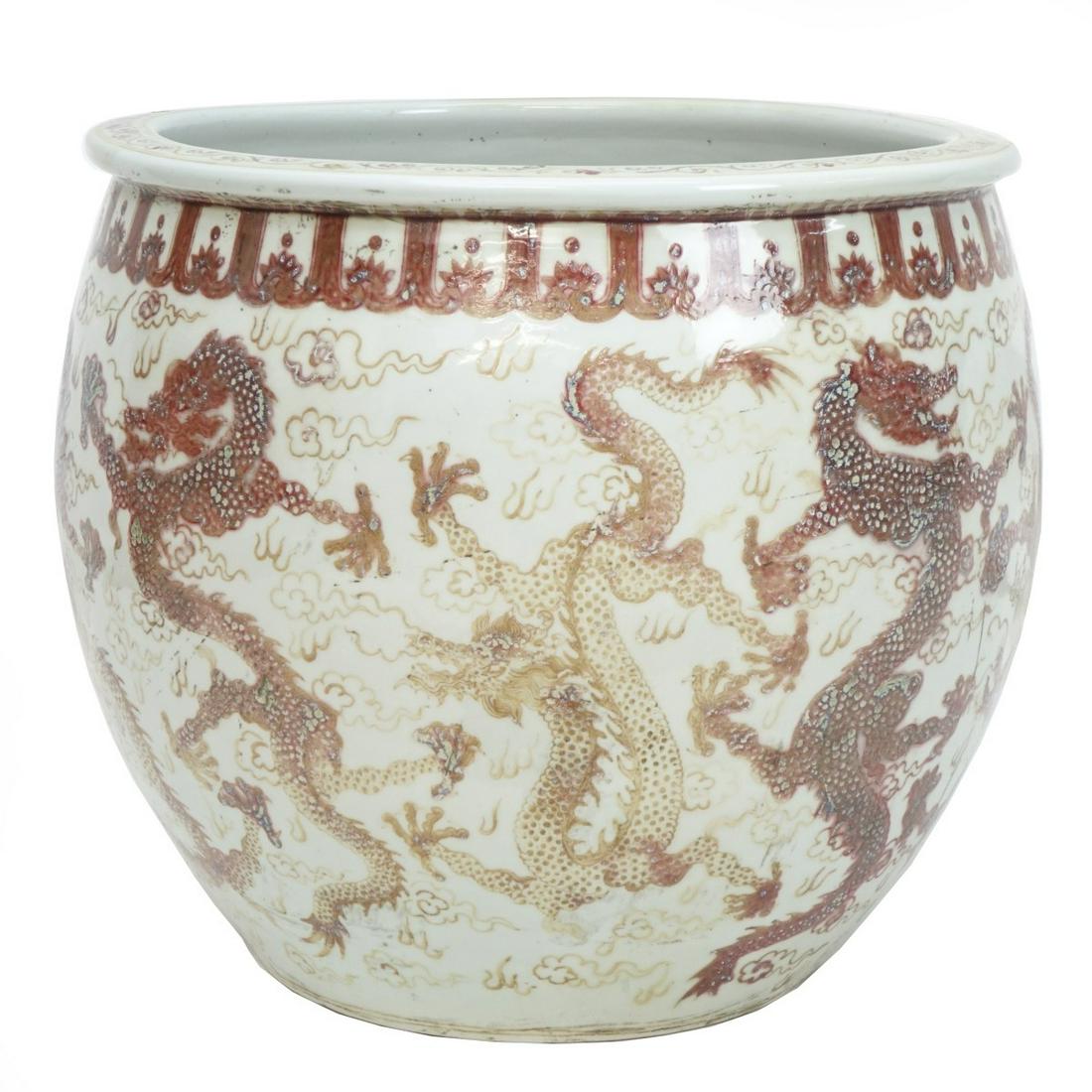 Antique Chinese Copper-Red Jardiniere (1 of 4)