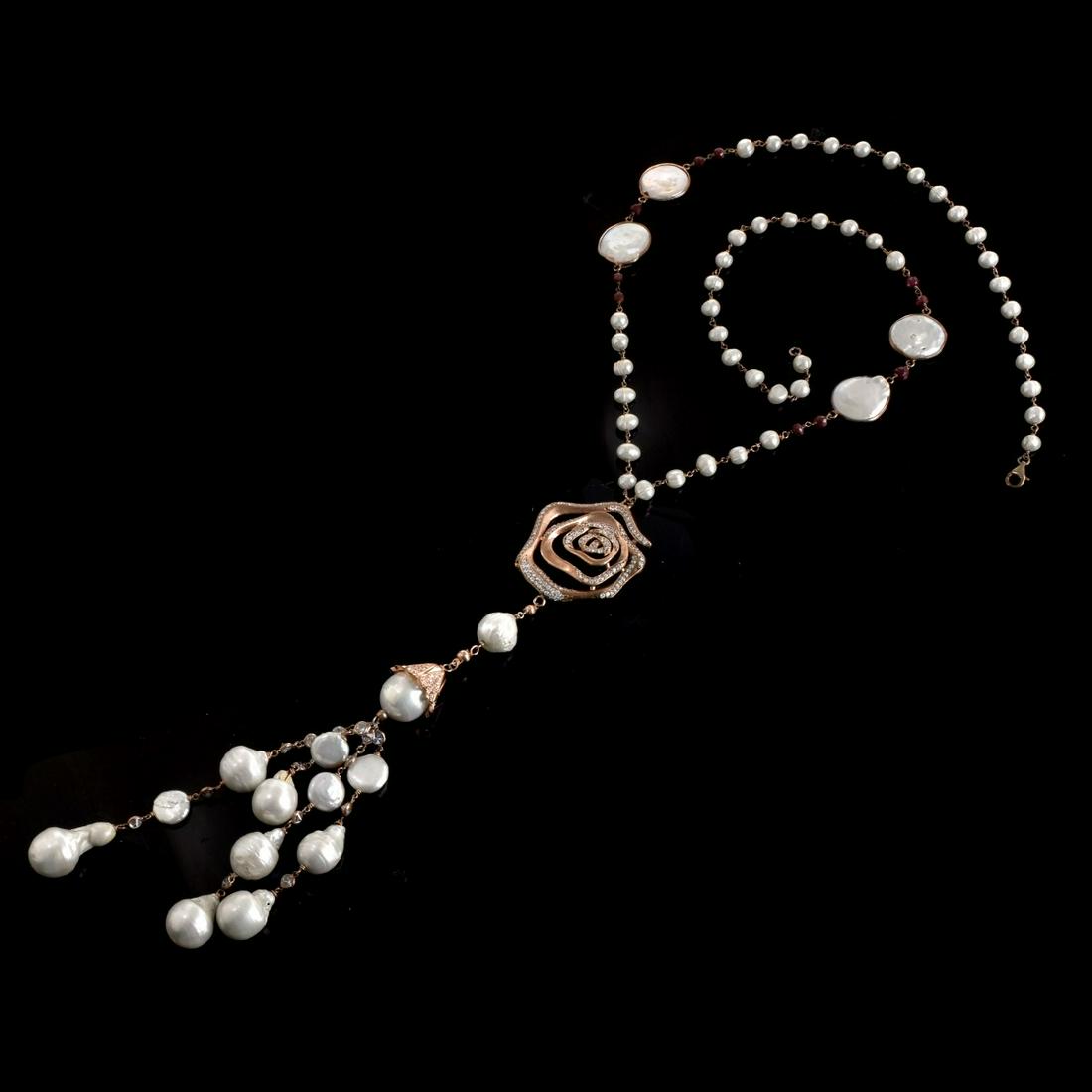 Pearl, CZ and Vermeil Necklace (1 of 3)