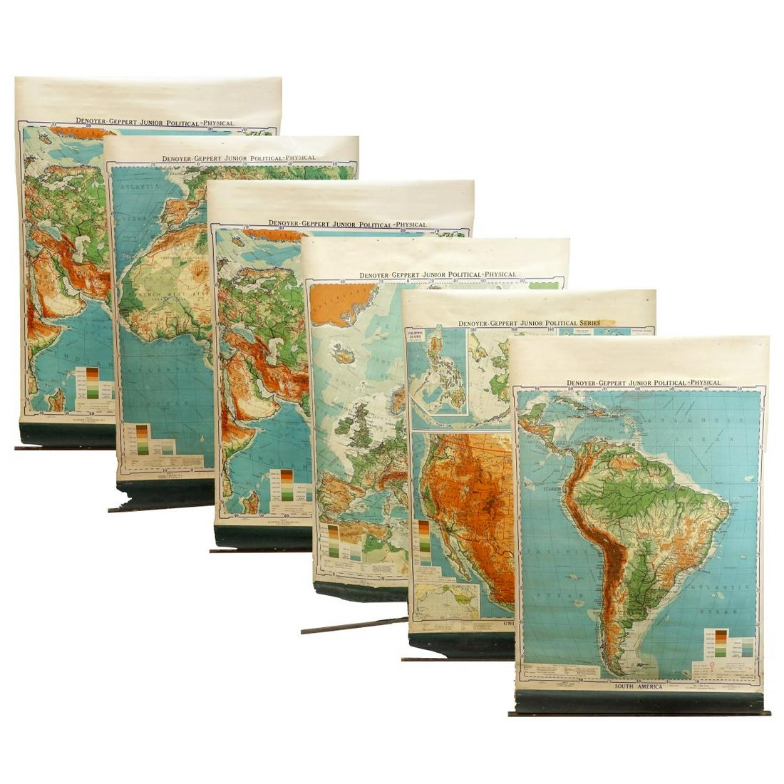 (5) Circa 1930s Pull Down School Maps (1 of 7)