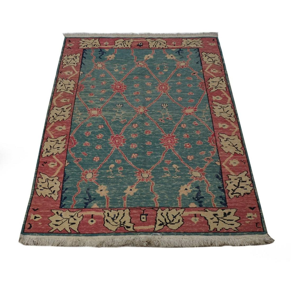 Semi Antique Turkish Rug: Semi Antique Turkish Rug. Decorated with foliage and floral decor on multi color ground. Measures 6' x 4'. Condition: Dirty, needs cleaning otherwise good condition. Estimate: $100.00 - $400.00 Domest