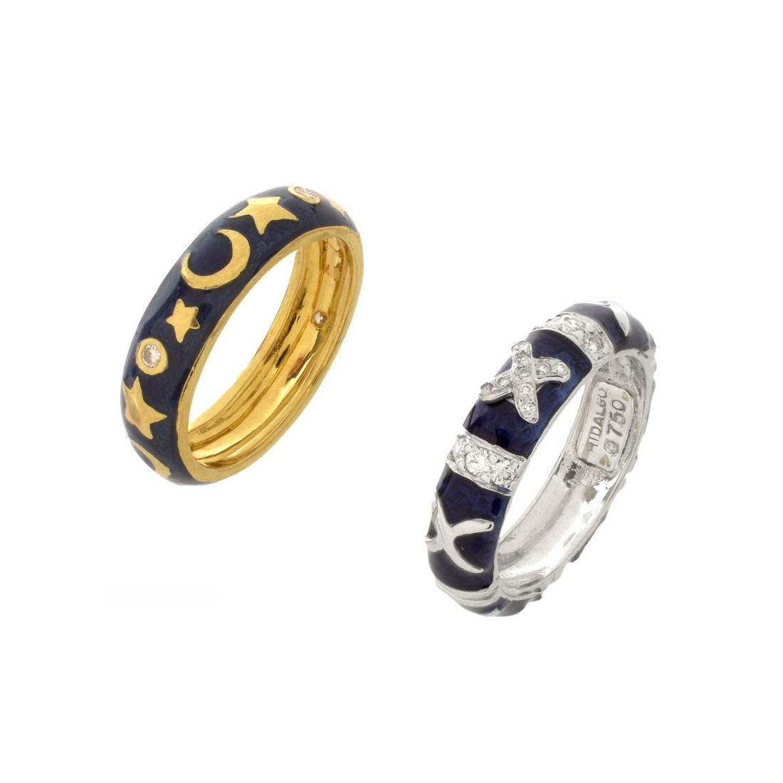 Two Diamond, Enamel and 18K Rings (1 of 4)