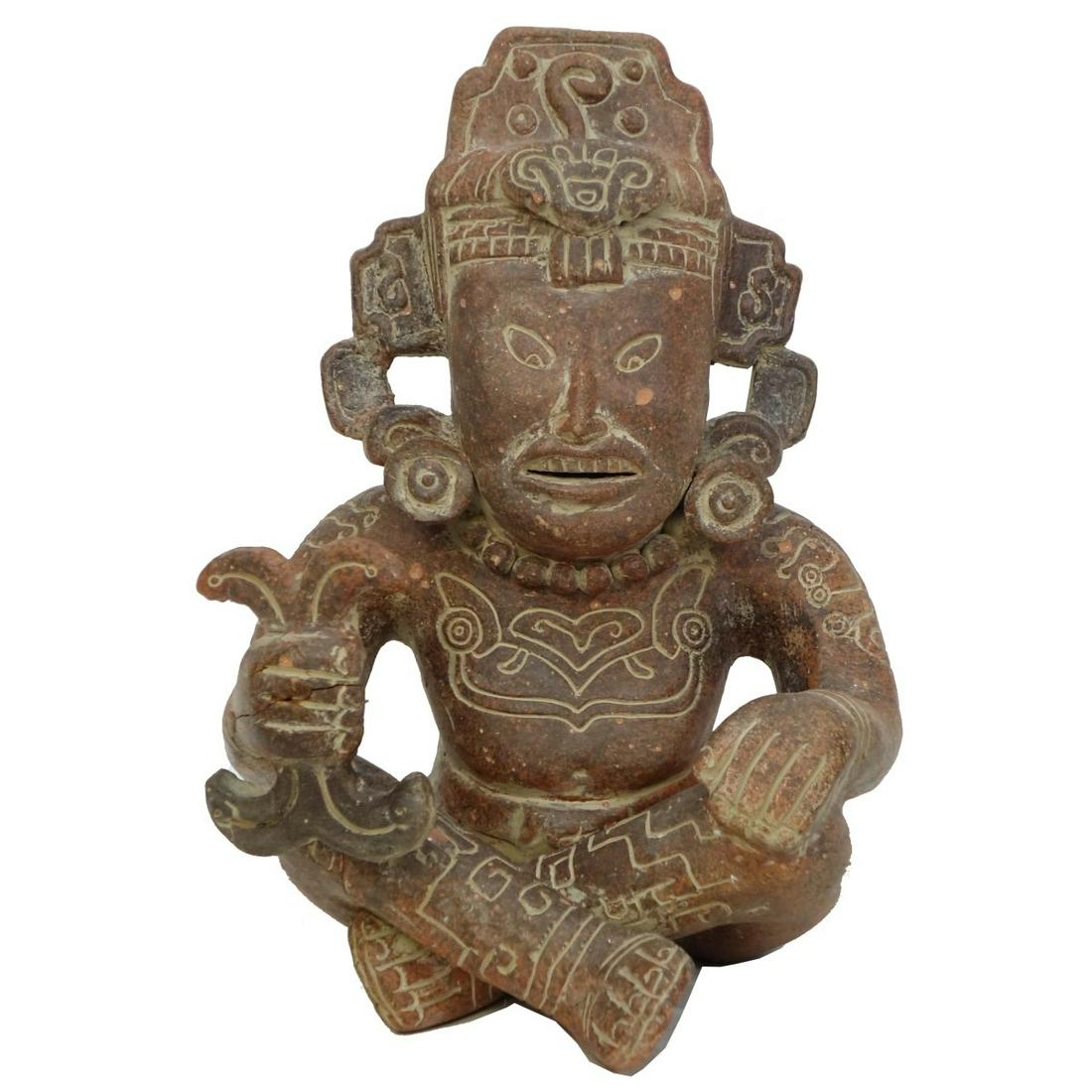 Pre Columbian Style Aztec Seated Figurine (1 of 3)