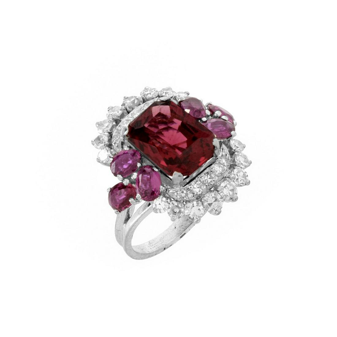 Art Deco Rubelite, Diamond and Platinum Ring (1 of 6)