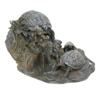 Kim Kori, American (20/21st C.): Kim Kori, American (20/21st century) Bronze Sculpture "Turtle Habitat" Signed and Dated 1999. Measures 11" x 18". Condition: Heavy rubbing and soiling otherwise good condition. Estimate: $500.00 - $70