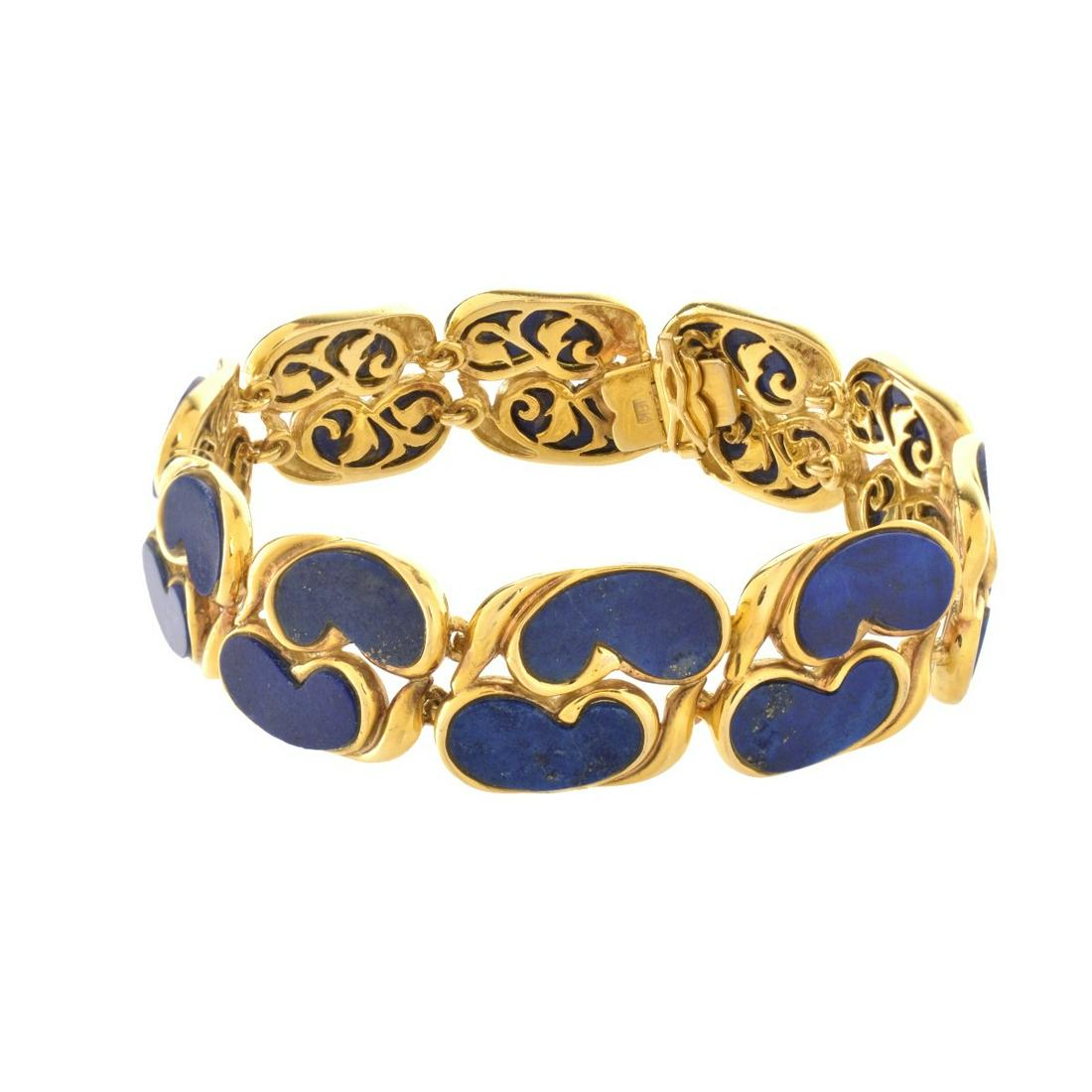 Lapis and 18K Link Bracelet (1 of 6)