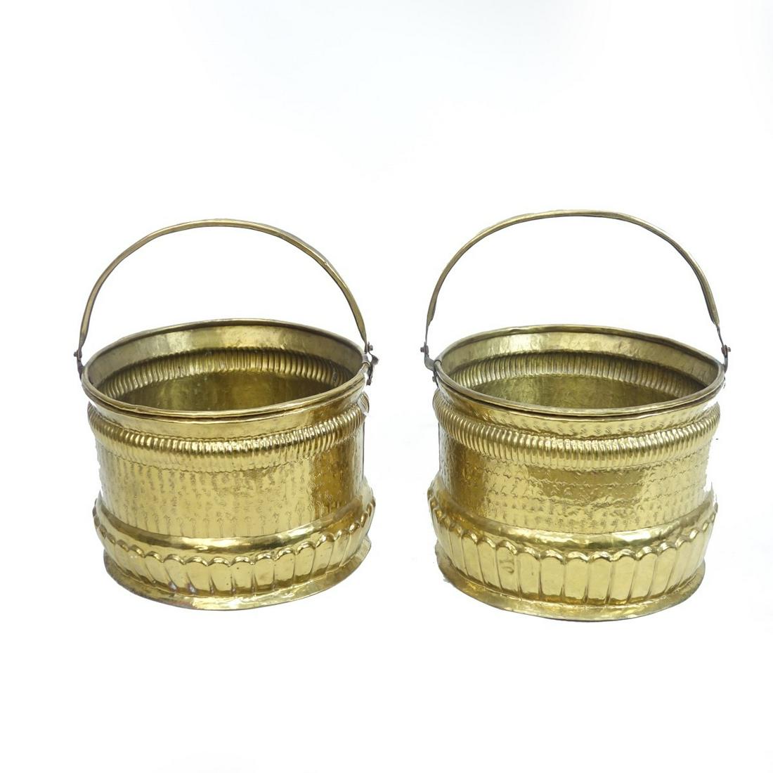 Pair of Vintage Brass Handled Buckets (1 of 4)