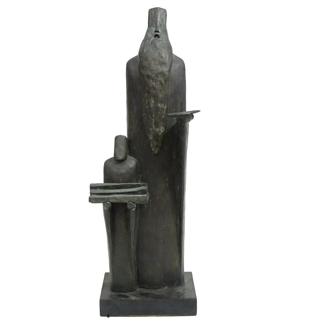 Larry Mohr, American (1921 - 2013): Larry Mohr, American (1921 - 2013) Large Bronze Sculpture on Plinth Base "Abraham and Isaac" Signed. Measures 28" x 10" x 8". Provenance: Estate of Larry Mohr. Larry Mohr was an accomplished sculptor