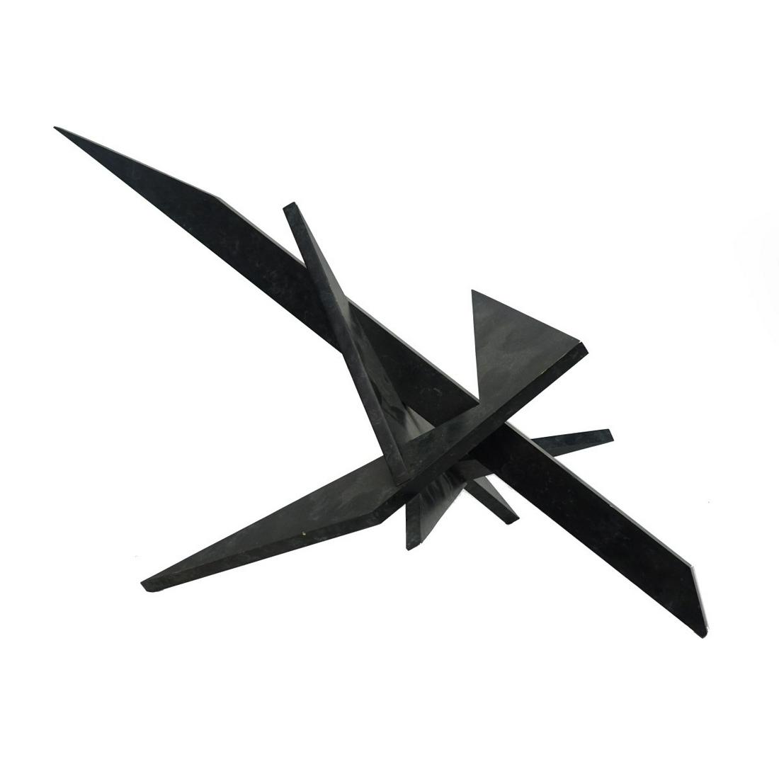 Larry Mohr, American (1921 - 2013): Larry Mohr, American (1921 - 2013) Brushed Steel Sculpture "I.F.III" Unsigned. Measures 8" x 22-1/4" x 20". Provenance: Estate of Larry Mohr. Larry Mohr was an accomplished sculptor whose figural and