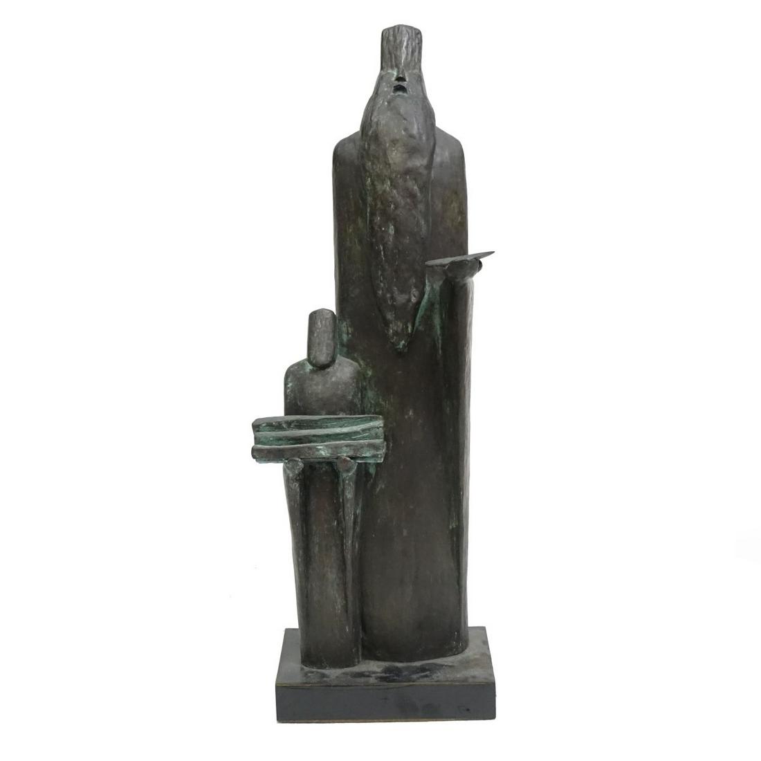 Larry Mohr, American (1921 - 2013): Larry Mohr, American (1921 - 2013) Large Bronze Sculpture on Plinth Base "Abraham and Isaac" Signed. Measures 28" x 10" x 8". Provenance: Estate of Larry Mohr. Larry Mohr was an accomplished sculptor