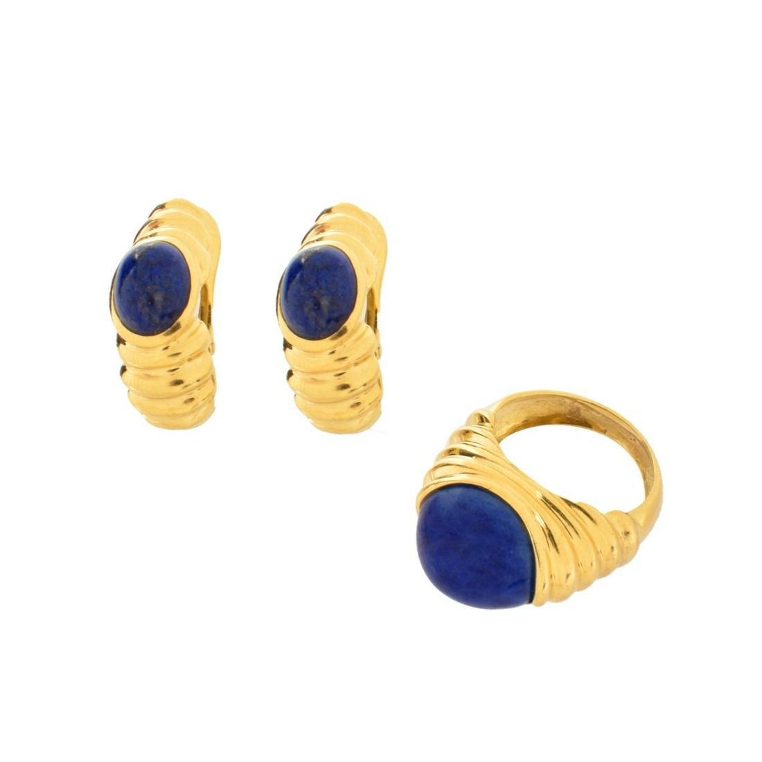 Lapis and 18K Ring and Earrings (1 of 3)
