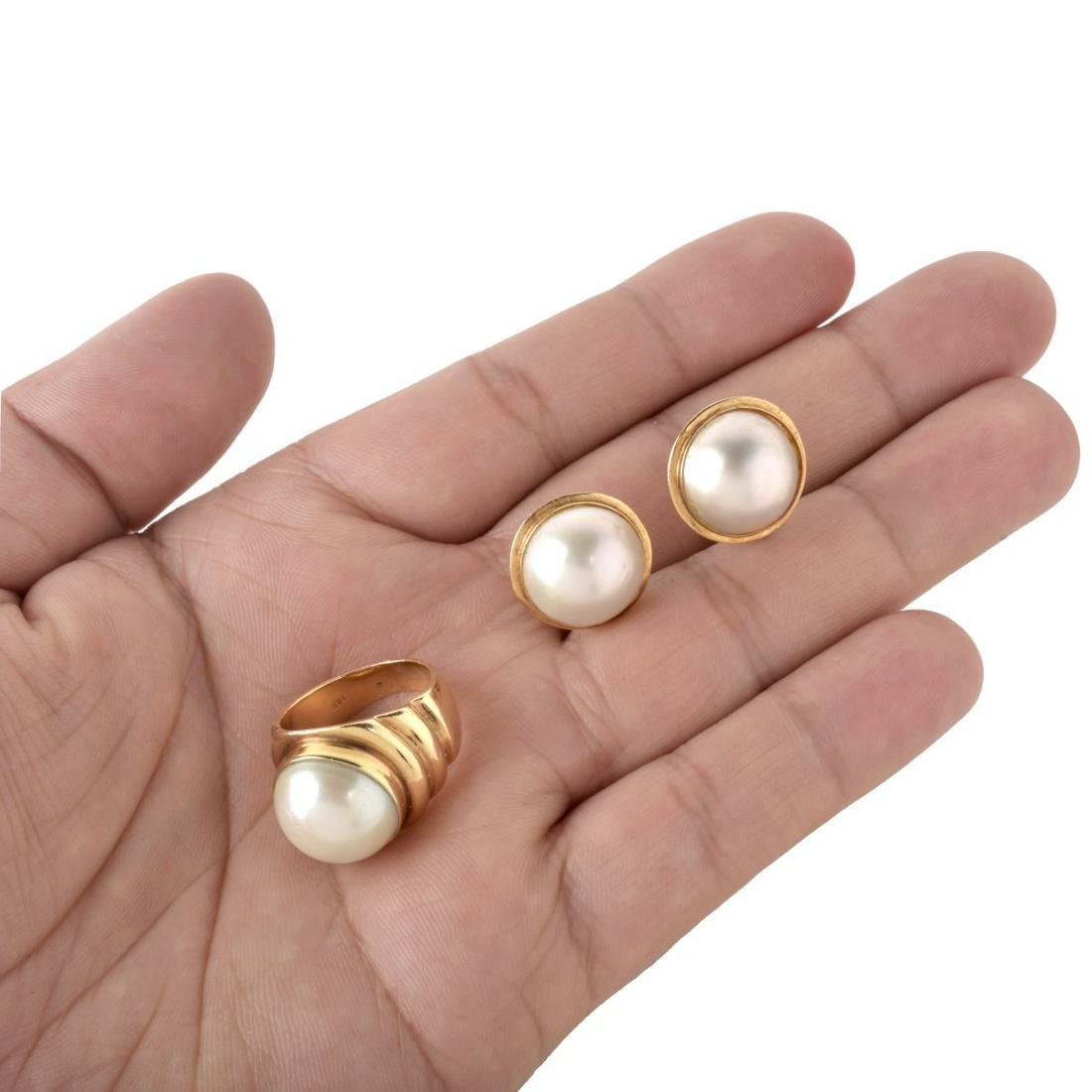Pearl and 14K Earrings and Ring (1 of 2)