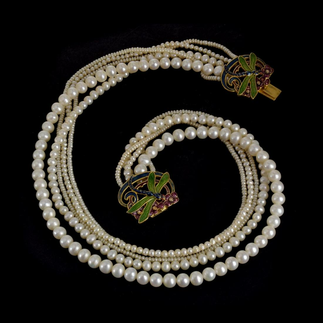 MMA Pearl and Enamel Necklace (1 of 4)