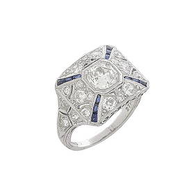 Diamond, Sapphire and Platinum Ring (1 of 6)