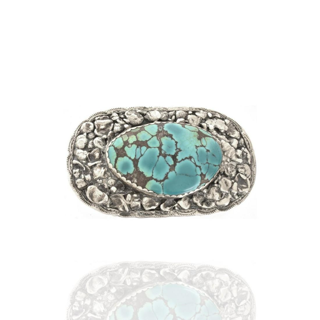 Turquoise and Silver Belt Buckle (1 of 5)