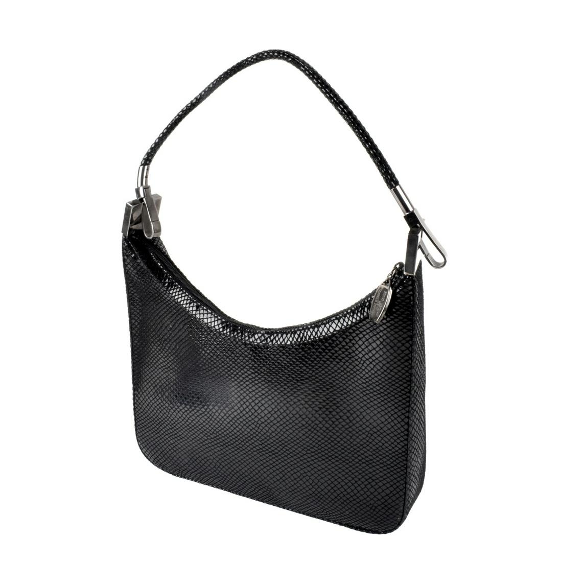Stuart Weitzman for Russell & Bromley Bag: Stuart Weitzman for Russell & Bromley Patent Bag. Blackened white metal hardware. Tag to interior. Measures 10" H, 10-1/4" W; 10" strap drop. Condition: Good lightly used condition. Rubbing to base. E