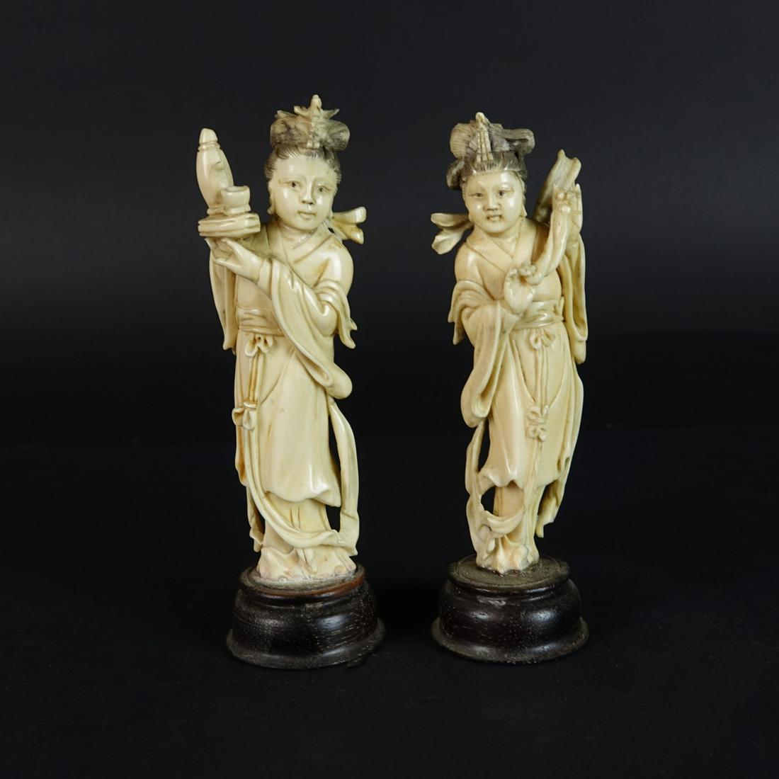 Pair of Chinese Carved Figurines (1 of 4)