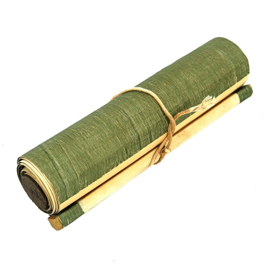 Japanese Shunga Erotic Scroll: Antique Japanese Shunga Erotic Scroll with Silk Brocade Backing. Signed. Scroll measures 99-1/2" x 9-1/2". Condition: Toning overall good condition. Estimate: $100.00 - $300.00 Domestic Shipping: $38.